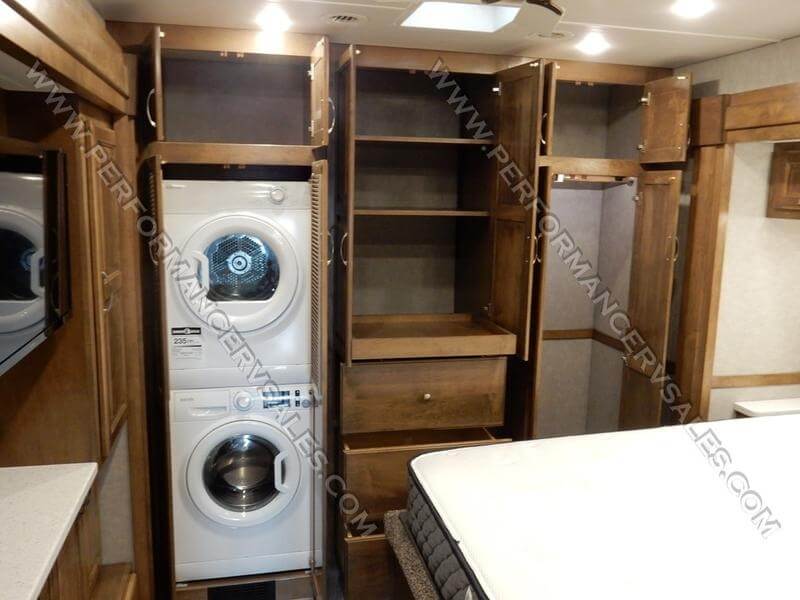 2022 Showhauler Motorhome Conversion 35QQSSL washer/dryer and storage