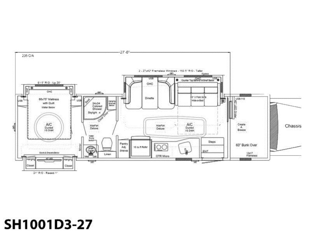 2024 Showhauler Motorhome Conversion SH1001D3-27 Floor Plan