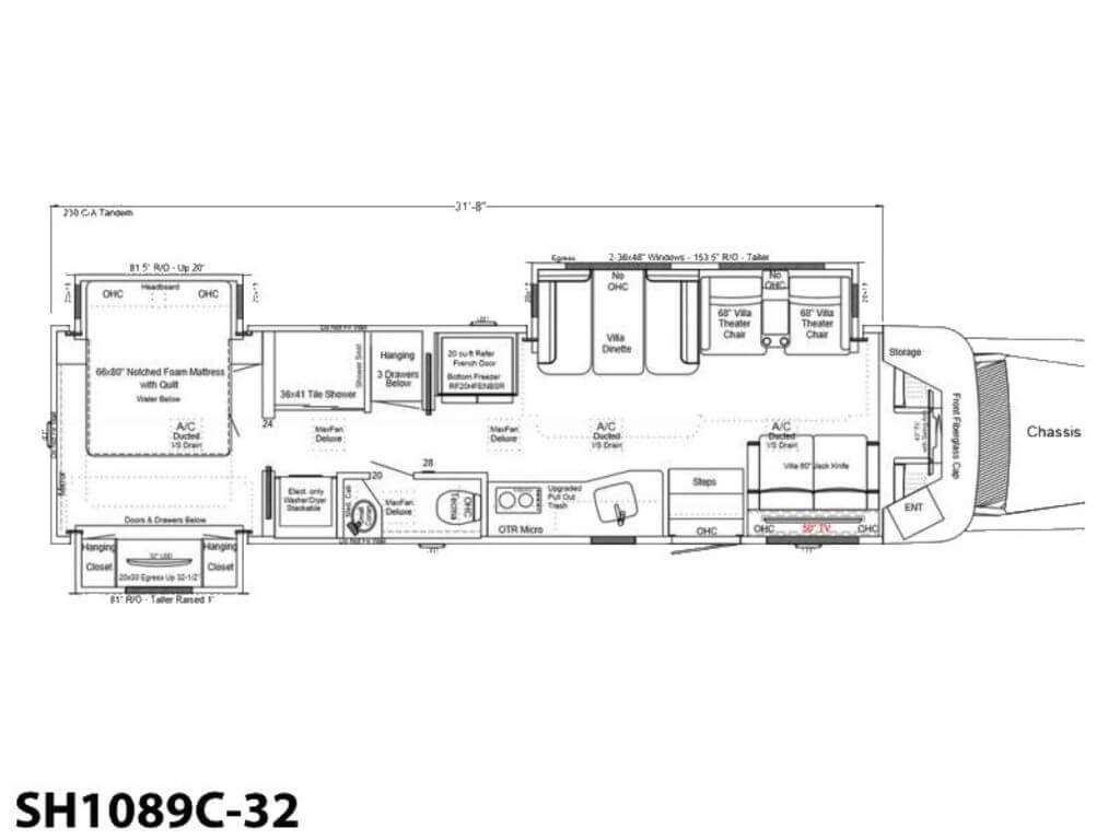 2024 Showhauler Motorhome Conversion SH1089C-32 Floor Plan