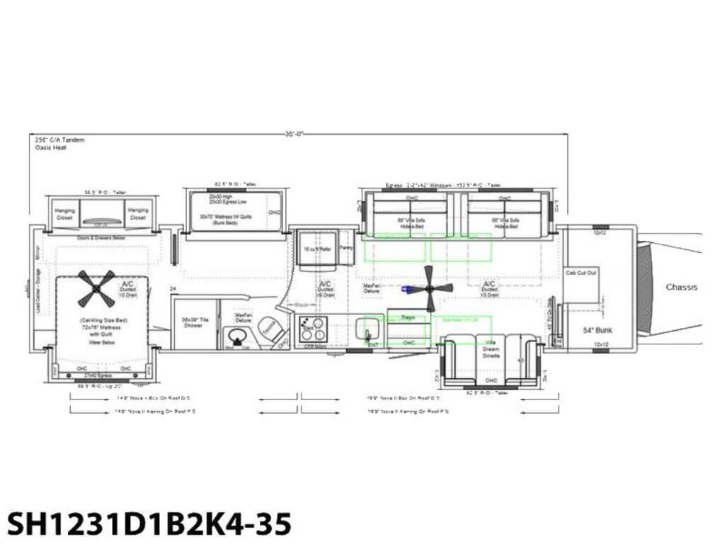 2024 Showhauler Motorhome Conversion SH1231D1B2K4-35 Floor Plan