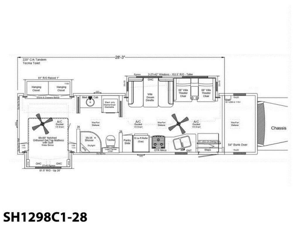 2024 Showhauler Motorhome Conversion SH1298C1-28 Floor Plan
