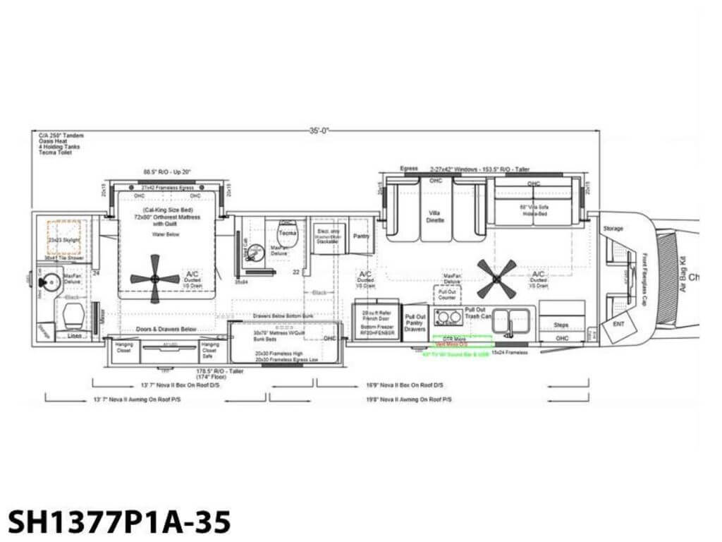 2024 Showhauler Motorhome Conversion SH1377P1A-35 Floor Plan