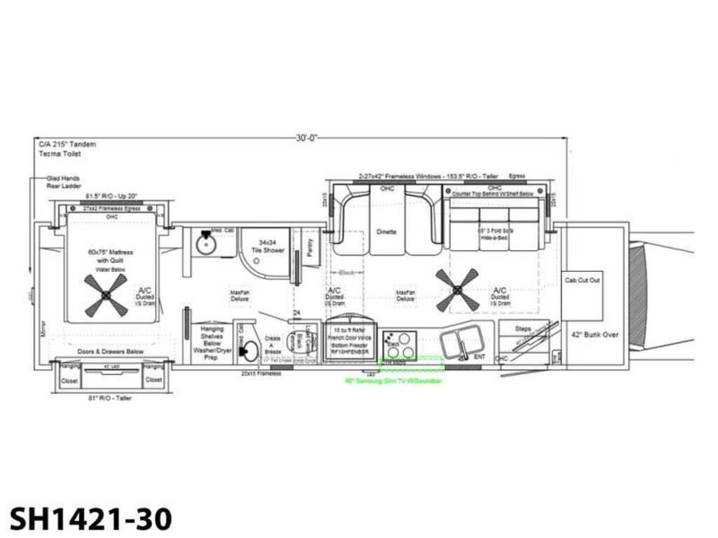2024 Showhauler Motorhome Conversion SH1421-30 Floor Plan