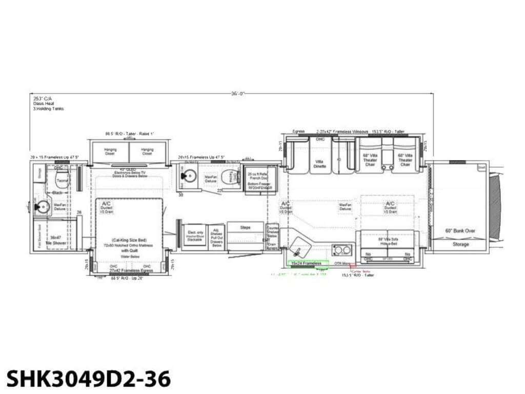 2024 Showhauler Motorhome Conversion SHK3049D2-36 Floor Plan
