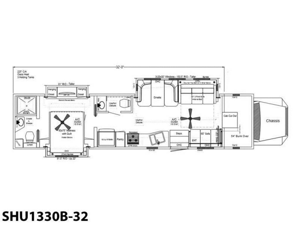 2024 Showhauler Motorhome Conversion SHU1330B-32 Floor Plan