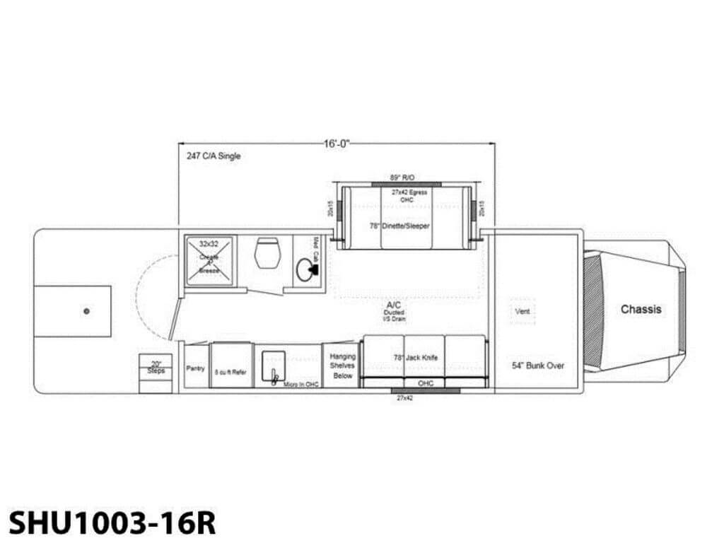 2024 Showhauler Toterhome Conversion SHU1003-16R Floor Plan