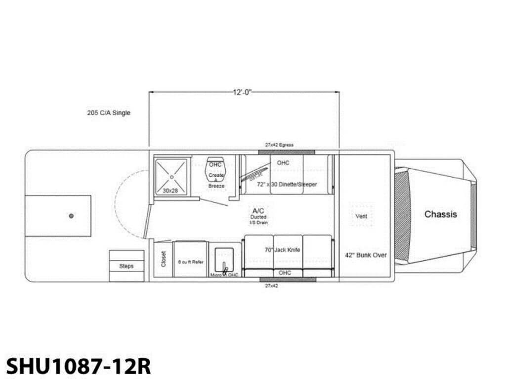 2024 Showhauler Toterhome Conversion SHU1087-12R Floor Plan