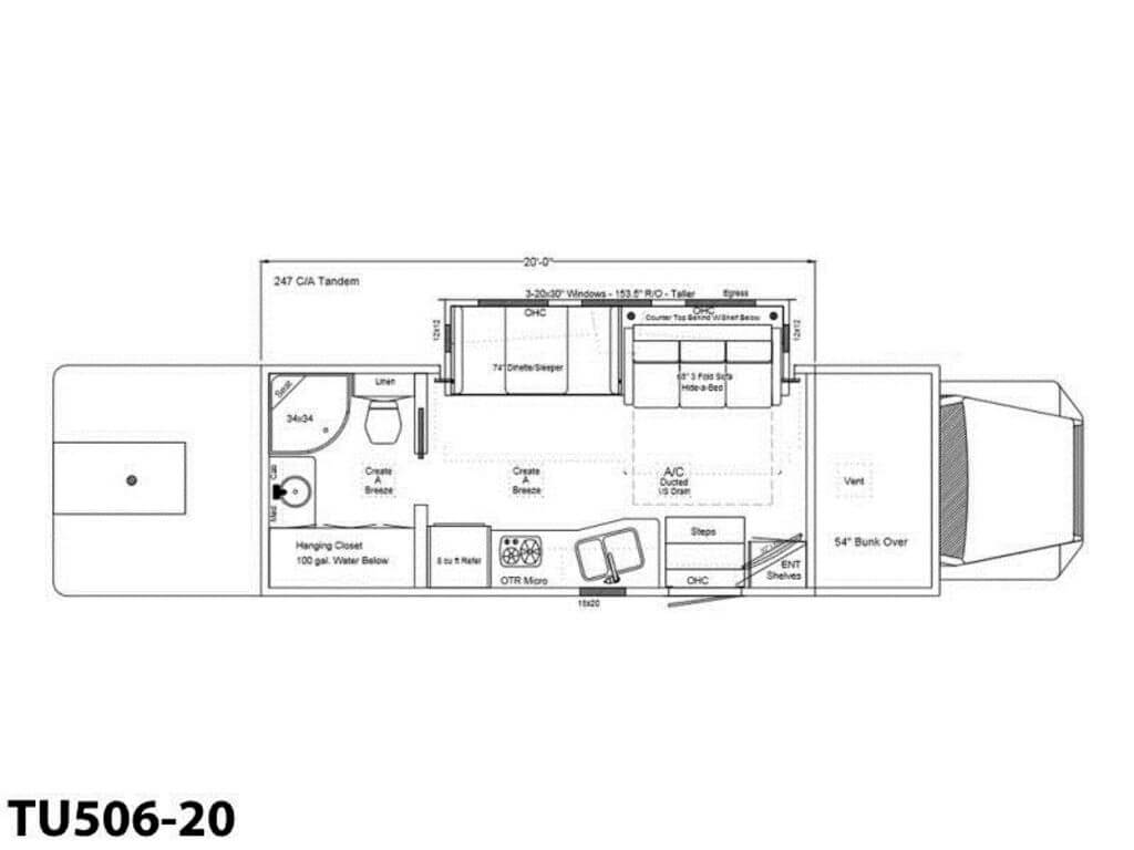 2024 Showhauler Toterhome Conversion TU506-20 Floor Plan