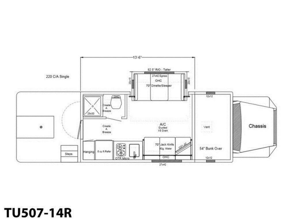 2024 Showhauler Toterhome Conversion TU507-14R Floor Plan