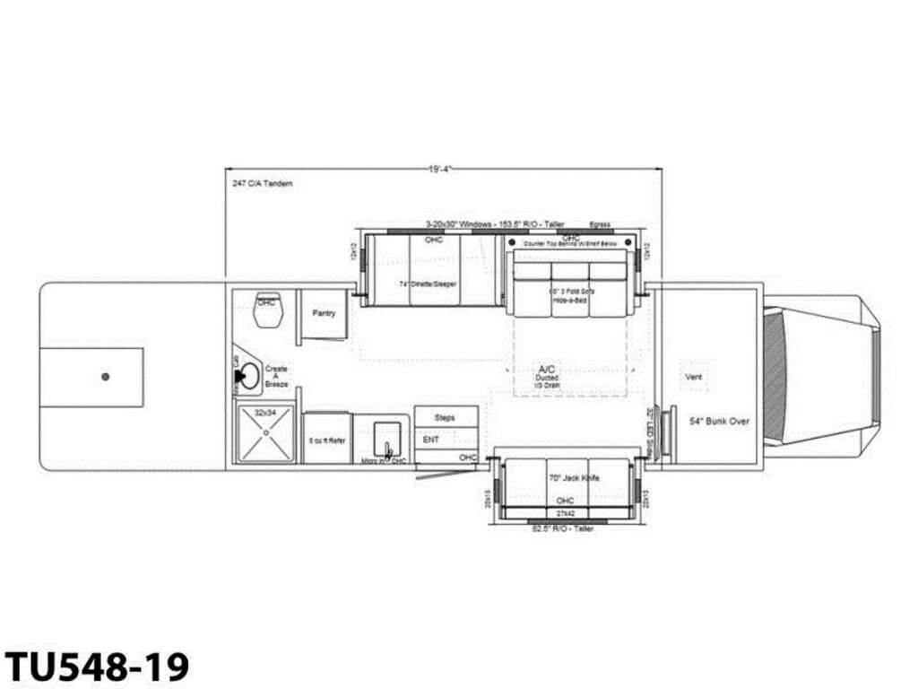 2024 Showhauler Toterhome Conversion TU548-19 Floor Plan