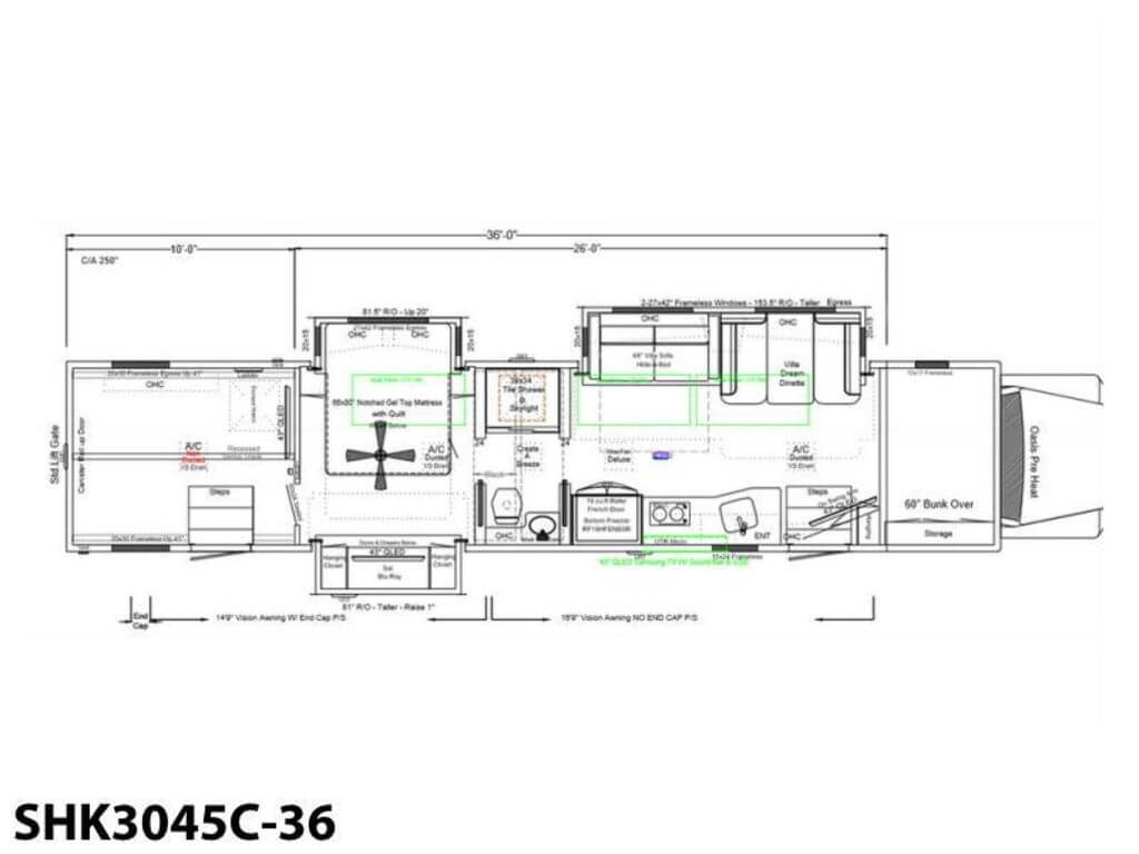 2024 Showhauler Toy Hauler Conversion SHK3045C-36 Floor Plan
