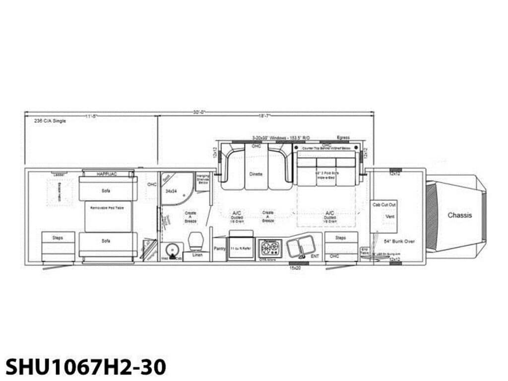 2024 Showhauler Toy Hauler Conversion SHU1067H2-30 Floor Plan