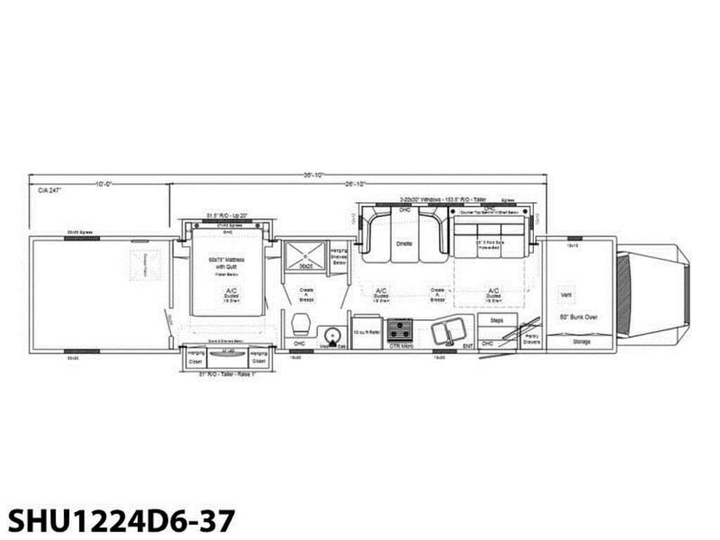 2024 Showhauler Toy Hauler Conversion SHU1224D6-37 Floor Plan