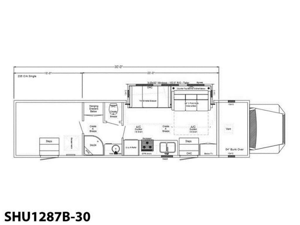 2024 Showhauler Toy Hauler Conversion SHU1287B-30 Floor Plan