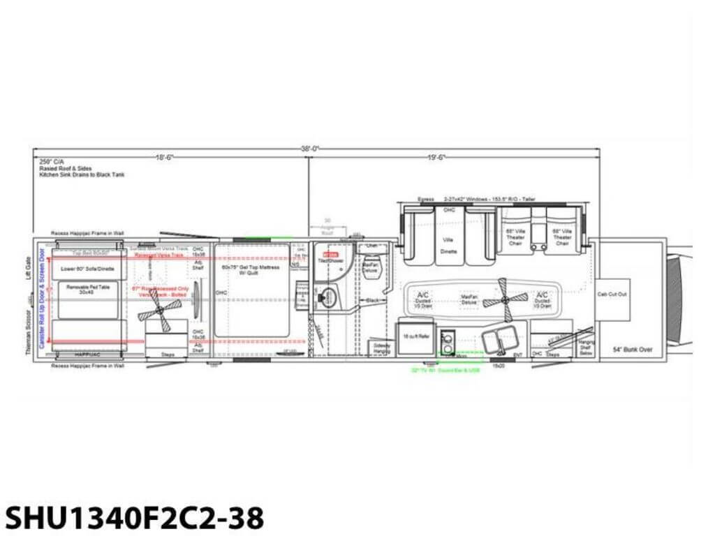 2024 Showhauler Toy Hauler Conversion SHU1340F2C2-38 Floor Plan