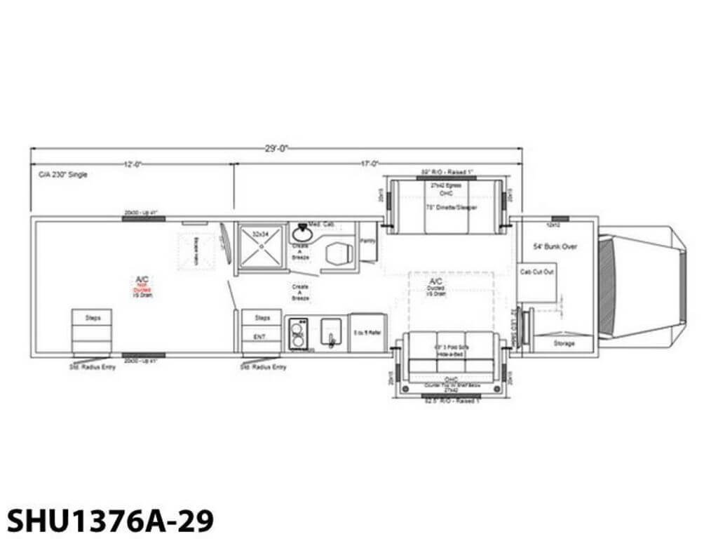 2024 Showhauler Toy Hauler Conversion SHU1376A-29 Floor Plan