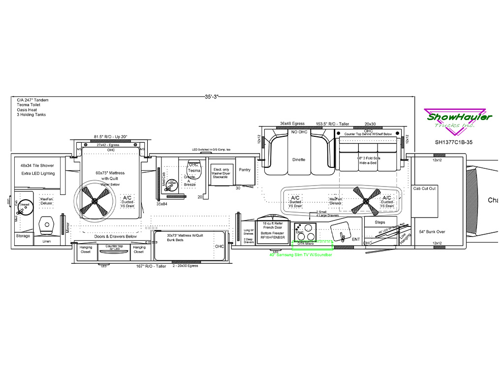 2025 Showhauler Motorhome Conversion SH1377C1B-35 Floor Plan