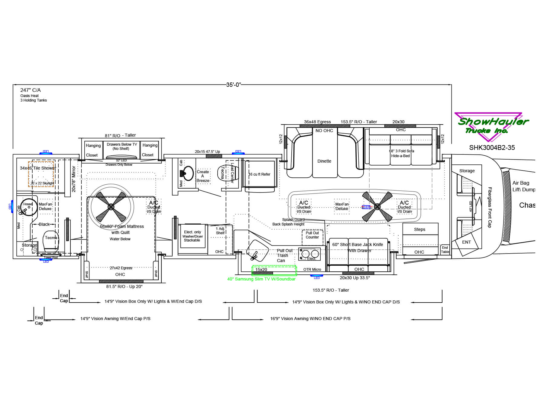 2024 Showhauler Motorhome Conversion SHK3004B2-35 Floor Plan